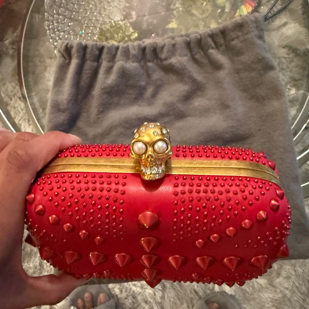 Alexander McQueen All Red with Spikes and Brass Skull Detail